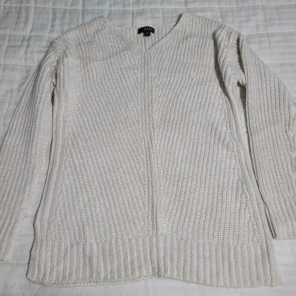 a.n.a White and Gold Sweater XS
